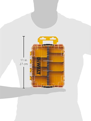 DEWALT TSTAK Tool Box, 8-Compartments, Clear Lid Organizer, Side Latches for Easy Connection, Removable Compartments for Small Tools and Accessories(DWAN2190),Yellow
