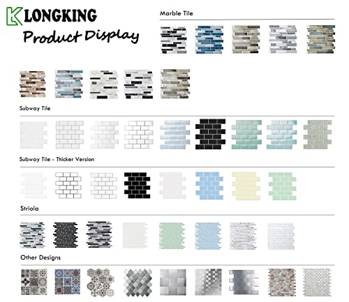 LONGKING Peel and Stick Backsplash Tile Shelf-Adhesive Wall Stickers (10 Sheets) Off White Subway Tile with Grey Grout