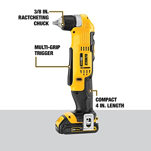 DEWALT 20V MAX Right Angle Cordless Drill/Driver Kit (DCD740C1)