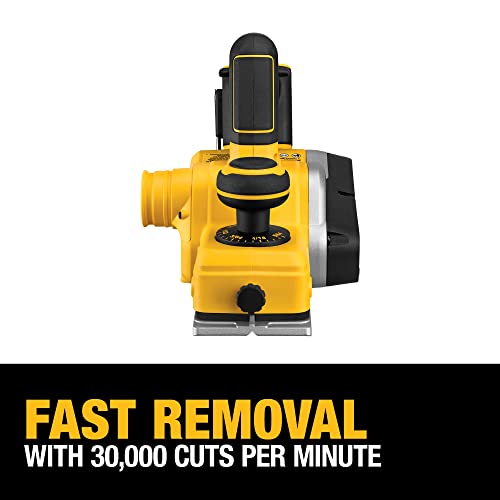 DEWALT 20V MAX Planer, 30,000 Cuts Per Minute, 2 mm Cut Depth, Brushless Motor, Bare Tool Only (DCP580B)
