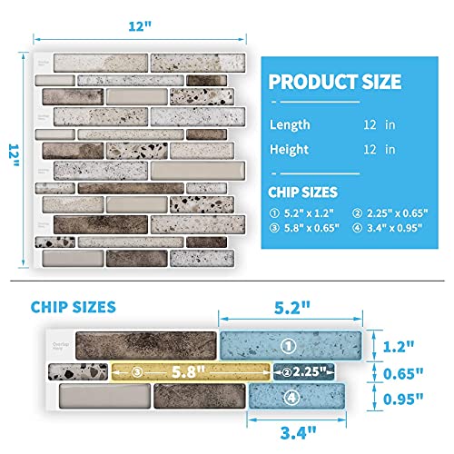 Art3d Peel and Stick Brick Kitchen Backsplash Self-Adhesive Wall Tile Stone Design, 10 Sheets (Brown)