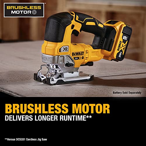 DEWALT 20V MAX XR Jig Saw, 3,200 Blade Speed, Cordless, Brushless Motor, LED Light, Bare Tool Only (DCS334B)