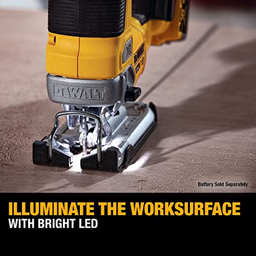 DEWALT 20V MAX XR Jig Saw, 3,200 Blade Speed, Cordless, Brushless Motor, LED Light, Bare Tool Only (DCS334B)