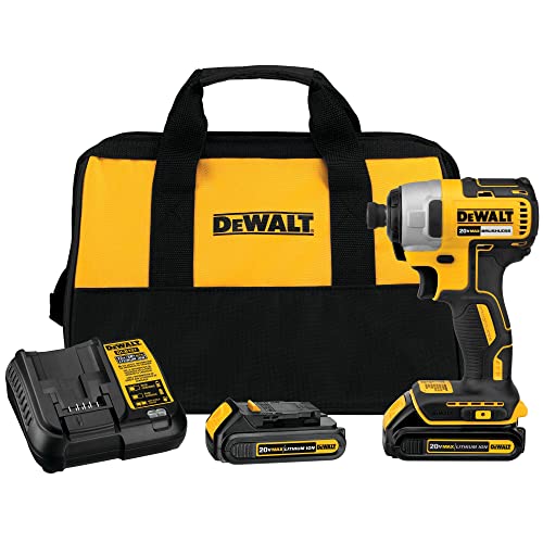 DEWALT 20V MAX Cordless Impact Driver Kit, Brushless, 1/4" Hex Chuck, 2 Batteries and Charger (DCF787C2)