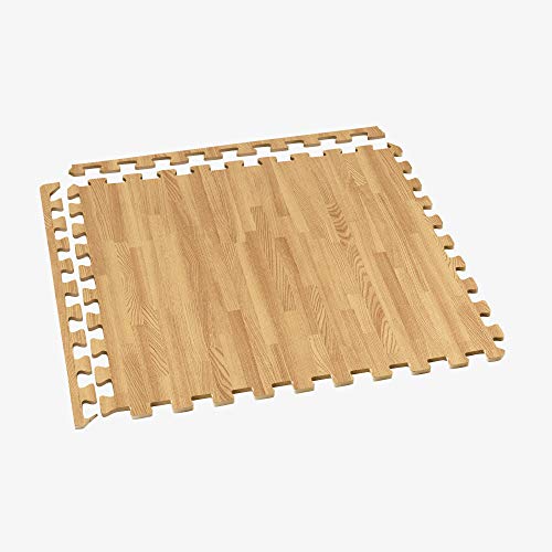 Forest Floor 3/8 Inch Thick Printed Foam Tiles, Premium Wood Grain Interlocking Foam Floor Mats, Anti-Fatigue Flooring, 24 in x 24 in