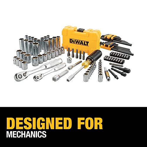 DEWALT Mechanics Tools Kit and Socket Set, 1/4" & 3/8" Drive, SAE, 108-Piece (DWMT73801)