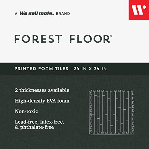 Forest Floor 3/8 Inch Thick Printed Foam Tiles, Premium Wood Grain Interlocking Foam Floor Mats, Anti-Fatigue Flooring, 24 in x 24 in