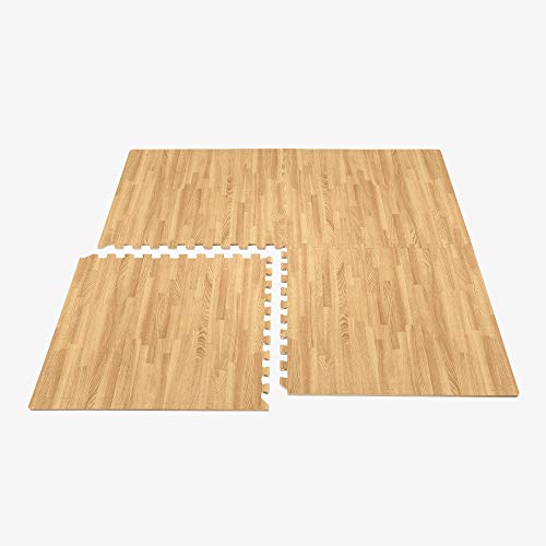 Forest Floor 3/8 Inch Thick Printed Foam Tiles, Premium Wood Grain Interlocking Foam Floor Mats, Anti-Fatigue Flooring, 24 in x 24 in