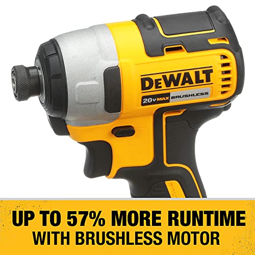 DEWALT 20V MAX Cordless Impact Driver Kit, Brushless, 1/4" Hex Chuck, 2 Batteries and Charger (DCF787C2)