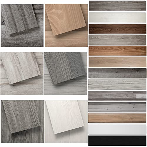 LUCiDA SURFACES Luxury Vinyl Floor Tiles-Peel & Stick Adhesive Flooring for DIY Installation-5 Sample Wood-Look Planks-6 inch x 12 inch