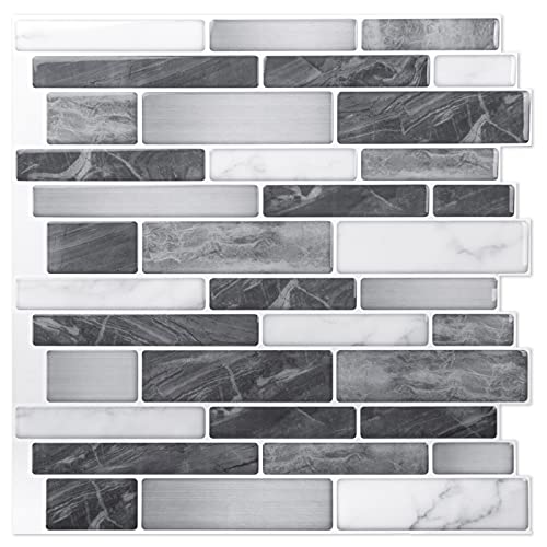 Art3d 10-Sheet Self-Adhesive Tile Backsplash for Kitchen, Vinyl Decorative Tiles, 12"x12"