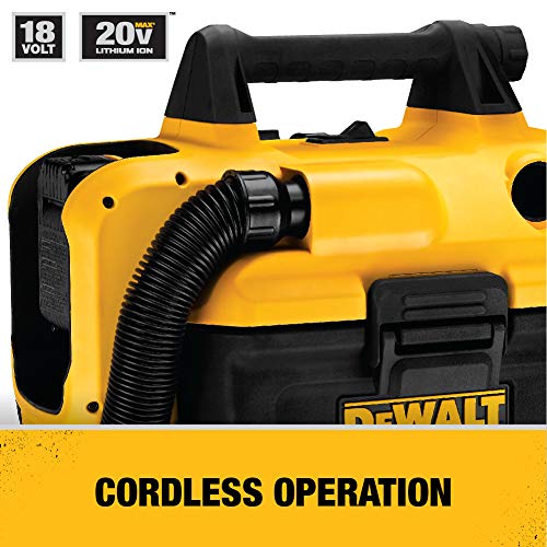 DEWALT 20V MAX Cordless Wet-Dry Vacuum, Tool Only (DCV580H),Black, Yellow, 17.10 Inch x 12.80 Inch x 12.30 Inch