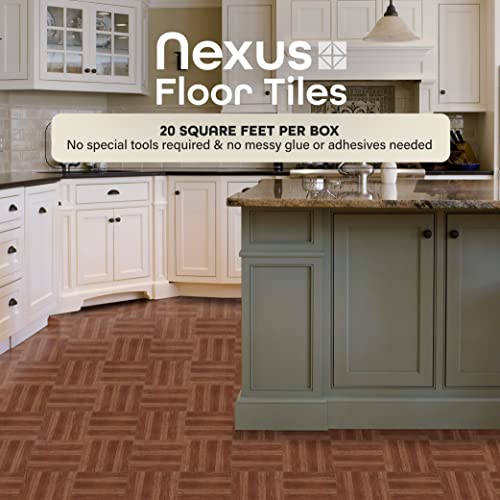 Nexus Self Adhesive 12-Inch Vinyl Floor Tiles, 20 Tiles - 12" x 12", Wood Medium Oak Plank Pattern - Peel & Stick, DIY Flooring for Kitchen, Dining Room, Bedrooms & Bathrooms by Achim Home Decor