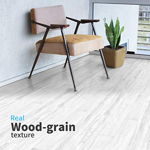 Art3d Peel and Stick Floor Tile Vinyl Wood Plank 36-Pack 54 Sq.Ft, White-Washed, Rigid Surface Hard Core Easy DIY Self-Adhesive Flooring